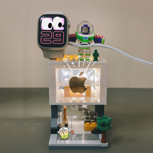 积木苹果手机店迷你街景applewatch手表充电站支架创意拼装插玩具