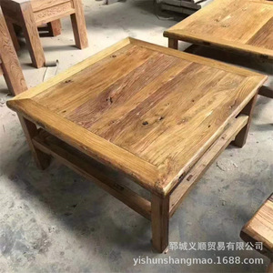 复古老榆木八仙桌家用正方形组合餐桌椅农家乐仿古简易吃饭桌茶桌