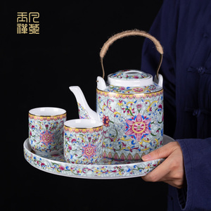 茶具套装家用景德镇珐琅彩陶瓷中式茶杯茶壶大容量凉水壶提梁壶