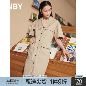 【1件9折】JNBY/江南布衣奥莱春夏连衣裙式风衣女中长款纯棉