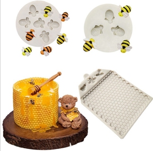 蜂窝栅栏蜜蜂花朵田园风翻糖硅胶巧克力粘土糖艺工具烘焙蛋糕模具