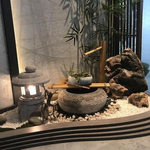 日式景观庭院流水石钵组合花园水钵水景枯山水自然石花钵石盆石槽