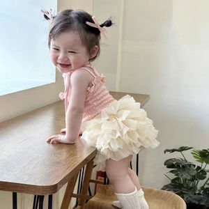 韩式婴儿公主裙套装无袖吊带裙子女宝宝夏装蓬蓬裙韩版洋气两件套