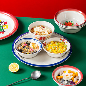 特色老式怀旧火锅店创意冰粉碗甜品碗复古港式糖水碗密胺沙拉碗