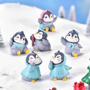 趣味企鹅微景观diy盆景多肉摆件雪景造景配件可爱动物pvc塑料企鹅