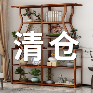 新中式博古架茶室置物架茶叶展示柜非实木隔断多宝阁客厅摆件架子