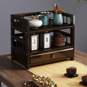 桌面实木博古架中式置物架茶架茶杯茶台茶具茶叶收纳柜小型茶柜子