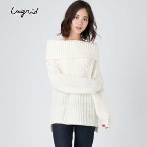 日本Ungrid毛衣大环一字领棱纹编织套头111…