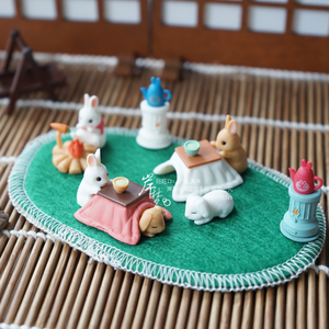 日本正版日式取暖桌日系矮桌和风和室可爱小兔子食玩场景扭蛋摆件