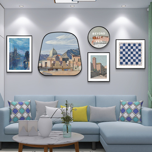 现代简约轻奢客厅装饰画沙发背景墙餐厅挂画奶油风景创意组合壁画