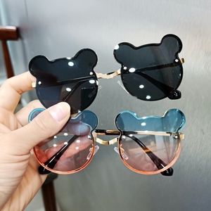 儿童太阳镜女童时尚可爱小熊造型眼镜4-12岁男童遮阳镜防紫外线潮