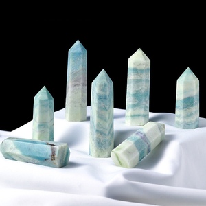 天然水晶亚蓝纹水晶柱原石六棱形教学科普家居客厅装饰品摆件