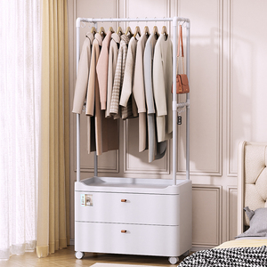 衣服收纳箱挂衣架落地卧室可移动带抽屉柜子衣服收纳架简易衣帽架