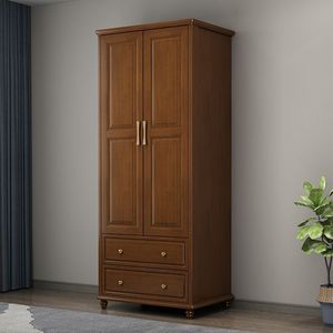 新中式实木衣柜双门小户型现代简约风格卧室收纳储物家用小衣柜
