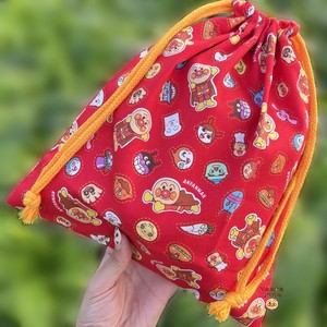 日本购面包超人幼儿园宝宝用品衣物抽绳收纳袋帆布束口袋旅行便携