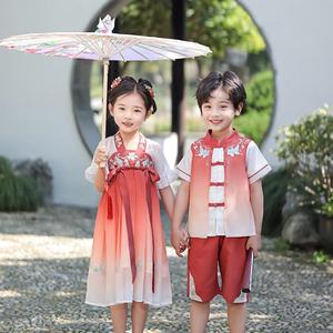 小女孩穿的汉服女孩古装幼儿园演出服中国风古风国学六一男孩姐弟