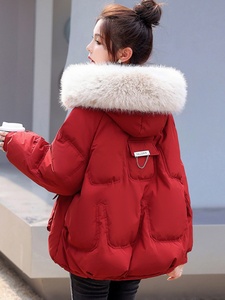 红色过年羽绒棉服女冬2023新款爆款时尚高端短款杭州平湖棉衣2024