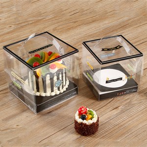 透明塑料手提生日蛋糕盒2寸4寸5寸6寸西点盒蛋糕卷切块烘焙包装盒