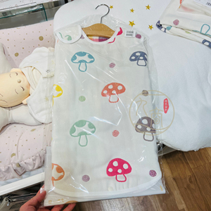 日本专柜代Hoppetta蘑菇睡袋六层纱布婴儿春秋宝宝四季通用防踢被
