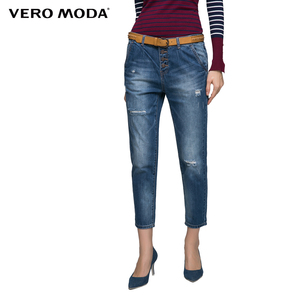 VeroModa 破洞低腰牛仔裤，梨型身材修饰腿型，洗过一次