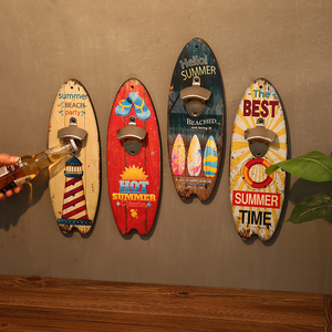 酒吧复古墙面装饰品挂件餐厅木质冲浪板启瓶器烧烤店墙上创意壁饰