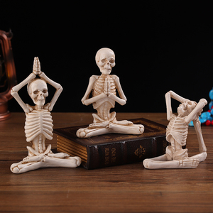 瑜伽骷髅骨架摆件万圣节造景装饰品恐怖人体模型场景布置拍照道具