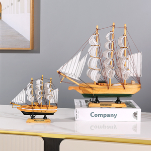 一帆风顺帆船摆件办公室桌面木船模型工艺品客厅电视柜酒柜装饰品