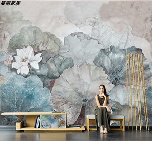 简约水彩油画涂鸦艺术墙纸客厅抽象壁画个性美式背景装饰环保壁纸