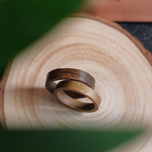 木头木质戒指绿檀红檀情侣女款对戒指环原创设计定制刻字创意手工