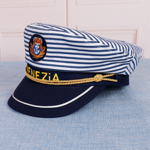 威尼斯海军帽蓝条纹男女儿童表演演出水兵舞舞台亲子水手船长帽子
