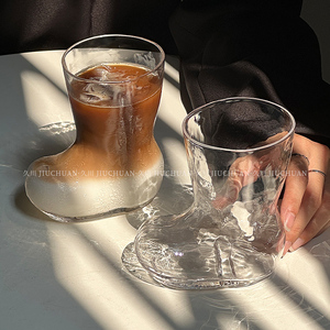ins风网红创意靴子玻璃杯透明个性果汁饮料啤酒杯潮流咖啡冷饮杯