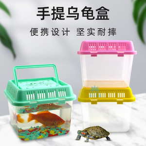 家用乌龟盒小鱼盒手提透明塑料宠物耐摔盒斗鱼杯儿童玩具户外摆摊