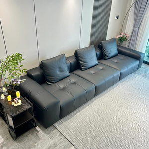 saba像素沙发意式极简设计师款豆腐块模块组合客厅直排真皮沙发