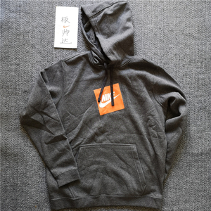 Nike NSW HBR HOODIE男子黑橙LOGO加绒连帽套头衫 928720-010-071