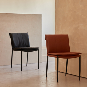 意式现代简约时尚极简时尚舒适超纤皮软包成人靠背家用餐厅椅子
