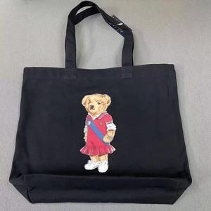 出口日韩polo熊红裙熊帆布包购物袋手提袋tote bag托特包单肩包