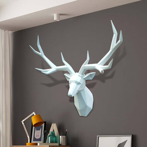 鹿头装饰壁挂北欧风格玄关客厅墙壁挂件创意现代简约几何小大号