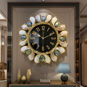 轻奢挂钟客厅家用2024新款欧式贝壳挂表餐厅创意时钟挂墙大气钟表