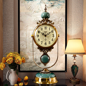 欧式复古机械座钟高档摆放美式坐钟钟表客厅台式创意轻奢时钟摆件