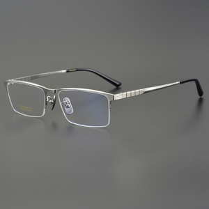LOTSON复古方框商务纯钛半框眼镜框男超轻潮变色近视眼镜架防蓝光