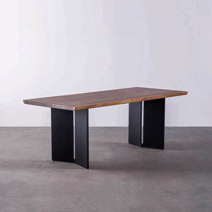 实木大板桌腿碳素钢V型桌架办公会议桌桌子腿定制金属餐桌脚支架