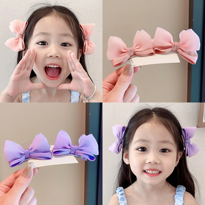 韩式儿童粉色蝴蝶结对夹碎发夹女童甜美多巴胺侧边夹女孩公主发卡
