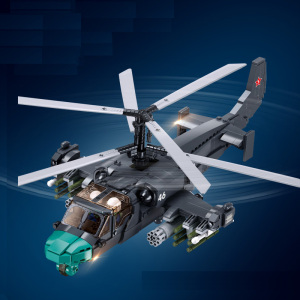 小鲁班积木卡52武装直升机舰载米24雌鹿重型运输机阿帕奇拼装玩具