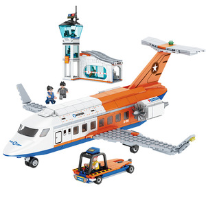 古迪积木民航私人喷气式飞机大型客机国际机场航站楼男孩拼装玩具
