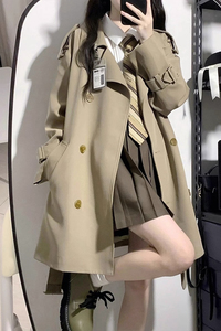 小个子风衣女2023秋冬新款韩系高级感黑色英伦风中长短款大衣外套