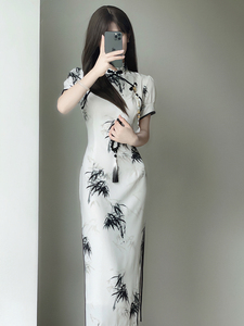 新中式国风气质优雅短袖旗袍2024年夏季新款高端气质淑女范连衣裙