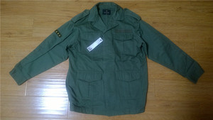 日单 军绿小茧型四口袋好棉质斜纹西装领工装外套