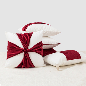 简欧式沙发抱枕样板间靠垫套床头靠包腰枕红色白色结婚庆节日装饰