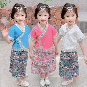 傣族服装儿童女新款云南民族西双版纳服饰泰国印度泼水节舞蹈套装