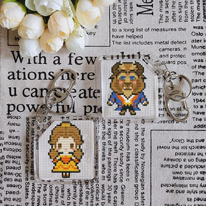 法国dmc十字绣材料包 钥匙扣 双面 情侣 童话系列贝尔公主与王子